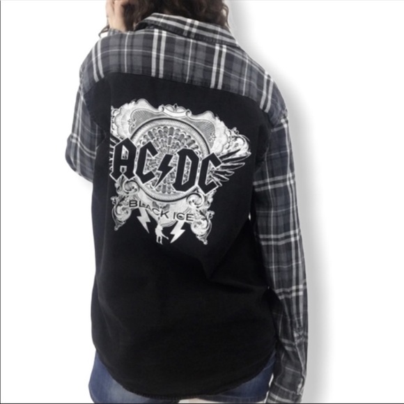 Zara Tops - NWT ZARA MAN Plaid Shirt w/AC/DC Graphic on Back